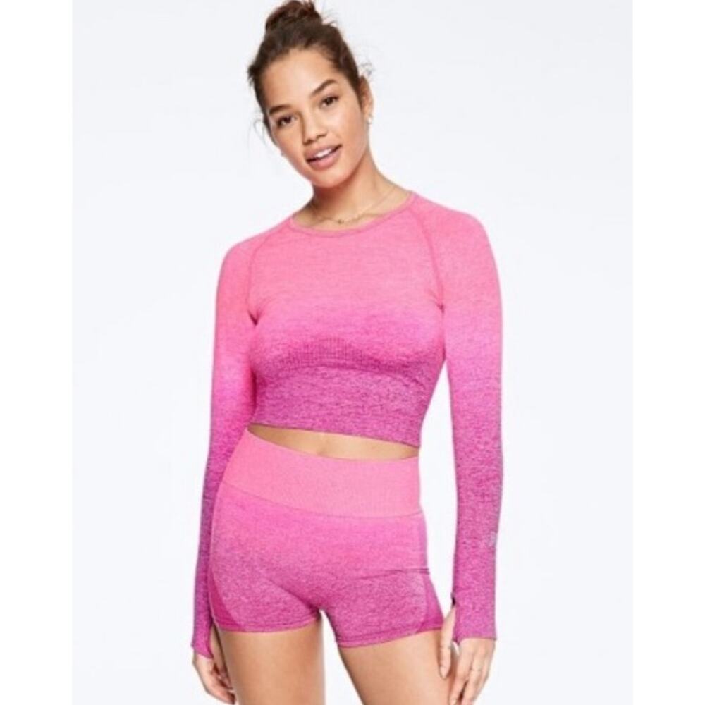 Victoria Secret Pink Tie-Dye Seamless Long Sleeve Compression Top Sz M